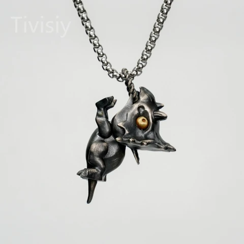 Artistic Triceratops Dino Retro Pendant with Moveable Limbs and Biteable Mouth